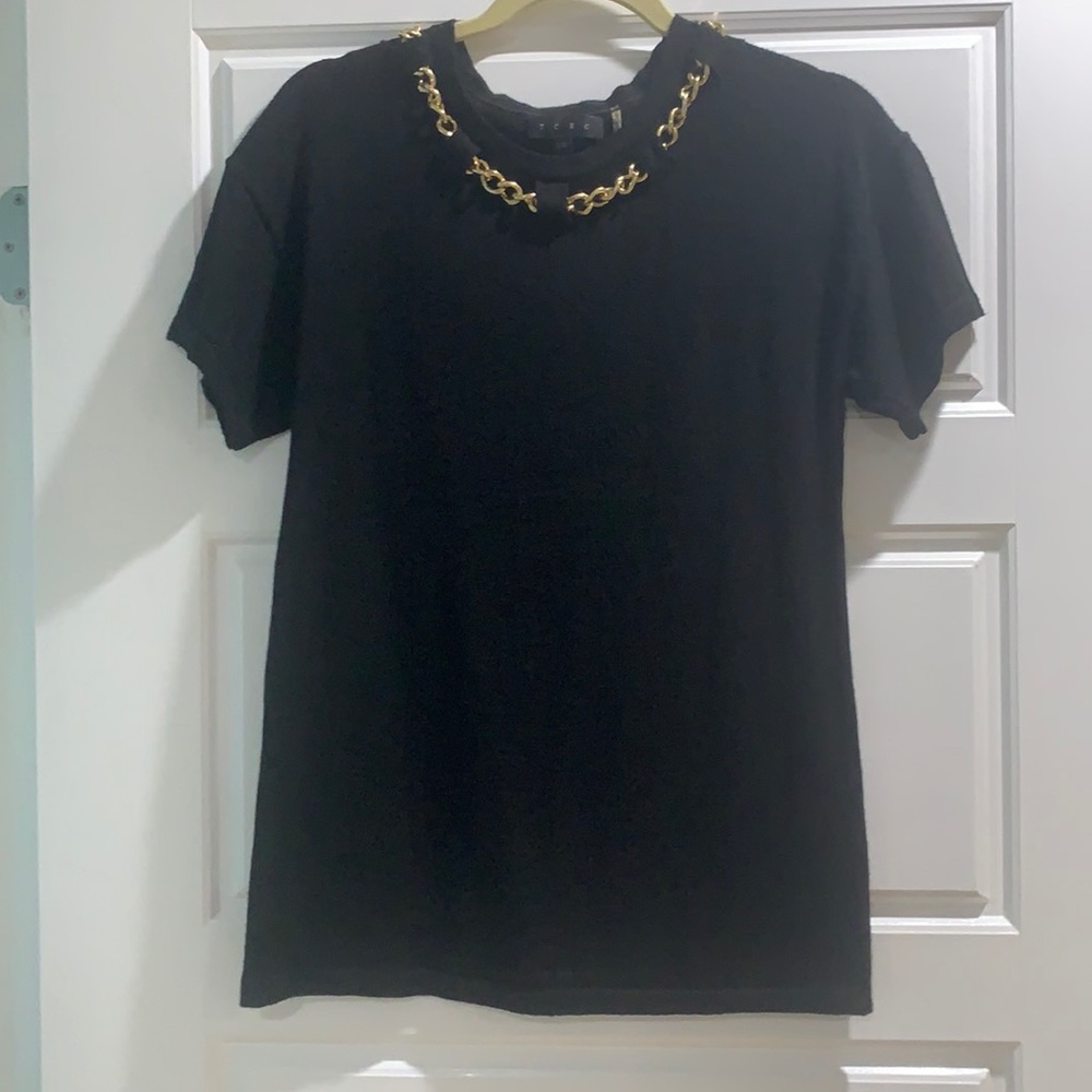 Black top with gold chain accent size s/m